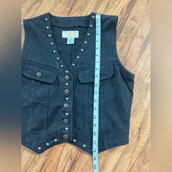 Vintage Gina Ginori Black Denim Studded Vest - Picture 6 of 6